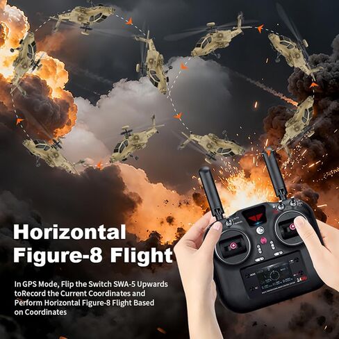 RC Apache Helicopters Flight Controller 2.4G 4CH Single Rotor Heli Military Aircraft with One-Key Start Altitude Hold Remote Model Birthday Gift for Adults & Beginners(Without Camera) in Saudi Arabia