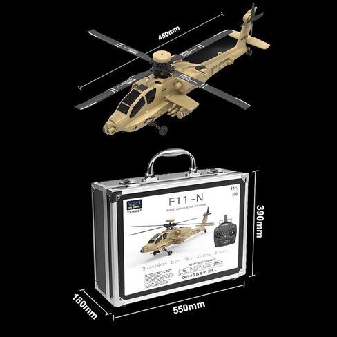 RC Apache Helicopters Flight Controller 2.4G 4CH Single Rotor Heli Military Aircraft with One-Key Start Altitude Hold Remote Model Birthday Gift for Adults & Beginners(Without Camera) in Saudi Arabia