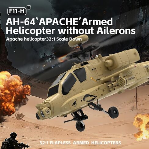 RC Helicopter with One-Key Takeoff/Landing, Apache Single Rotor 2.4G 4CH Heli Aircraft Altitude Hold, Optical Flow Positioning for Adults & Hobbyists(Without Camera) in Saudi Arabia