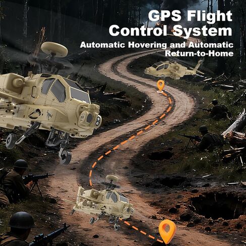 RC Helicopter with One-Key Takeoff/Landing, Apache Single Rotor 2.4G 4CH Heli Aircraft Altitude Hold, Optical Flow Positioning for Adults & Hobbyists(Without Camera) in Saudi Arabia