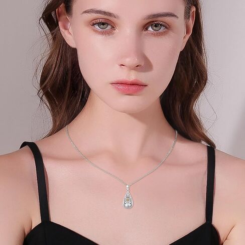 Urn Necklace for Ashes 925 Sterling Silver Cremation Necklace with Heart Crystal Forever in My Heart, No Longer by My Side Carved Locket Cremated Ashes Necklace Urn Jewelry Gift for Women, Sterling in Kuwait