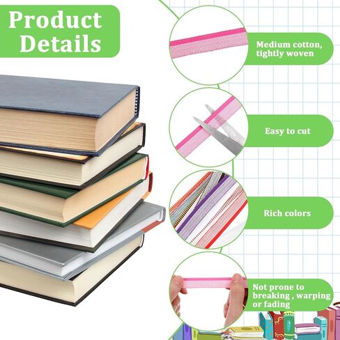 24 قطعة من أشرطة نهاية تجليد الكتب، مجموعة عصابة رأس قطنية لتجليد الكتب مقاس 11.8 بوصة من القطن لتجليد الكتب وتزيينها، 24 لونًا نابضًا بالحياة in Kuwait