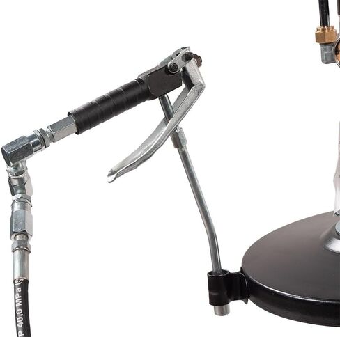 Mytee Products 50:1 Ratio Air Operated Grease Pump Kit for 5 Gallon Bucket / 35 lbs with Trolley Mounted - Grease Gun Filler with Drum Cover, Follower Plate, 7' Hose, Grease Valve & Z-Swivel in Kuwait