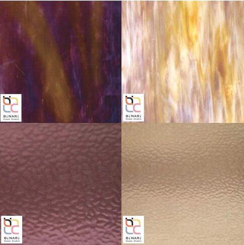 Wissmach 4 Sheet Mixed Color Variety Stained Glass Pack and Mosaic Glass, Grape, (8"X6") by BiNARi Glass Studio in Saudi Arabia