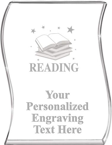 Reading Wave Acrylic Award, 4" H Personalized Reading Award, Engraving Included Prime in Saudi Arabia