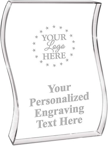 Reading Wave Acrylic Award, 4" H Personalized Reading Award, Engraving Included Prime in Saudi Arabia