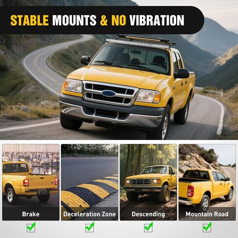 Nilight 50 inch Curved LED Light Bar Bracket Mounting Upper Windshield Roof Cab Brackets Compatible with Ford Ranger 1993-2011 Pickup 4-Door or 2-Door in Saudi Arabia