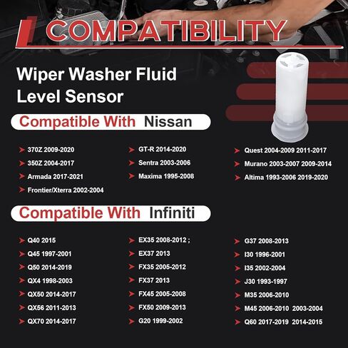 ZOKYUYS® Windshield Washer Fluid Sensor Compatible with Nissan Infiniti 350Z 370Z Altima Murano Frontier Xterra Q40 Q50 Q60 EX35 FX35 G20 J30 M35 I30, Replace 289111E400 5S6627 2502-306621 18-0825 in Saudi Arabia