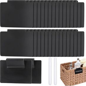 34 Pcs Basket Labels Clip on Set, Include 32 Kitchen Clip Label Holder Removable Storage Bin Labels with 2 White Marker for Storage Bins Organization Box (Black) in Saudi Arabia