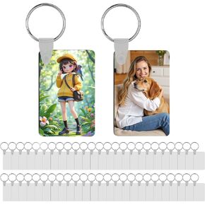 150 Pcs Sublimation Keychain Blanks – Double-Sided Heat Transfer Blanks 50 Set with Rings & Clips, Clear Film– DIY Bulk Blank Keychains for Crafts, Personalized Gifts (Rectangle) in Saudi Arabia