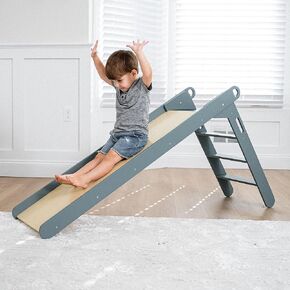 Avenlur Indoor Folding Slip and Slide for Kids - Easy Set Up, Easy to Store Playset, Safe Toy for Toddlers, Foldable Wooden Large First Slide with Extra Long Slipping Slope Ages 1.5-4 Years (Blue) in Kuwait