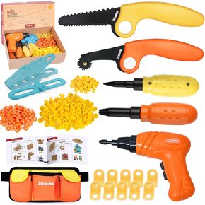 Kids Cardboard Construction Tool Set with Electric Drill & Tool Belt -258PCS, STEM Building Kit for Creative Craft Projects, Educational DIY Engineering Toy for Boys & Girls in Kuwait