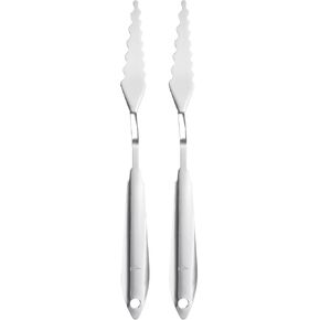 HARFINGTON 2pcs Palette Knife Painting Tool 8.78" 304 Stainless Steel Large Serrated Spatula Painting Pallet Knives with Hole Design for Acrylic Canvas, Silver in Saudi Arabia