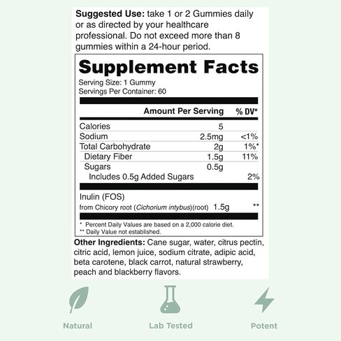 Yuve Fiber Gummies - Delicious - 3g Soluble Fiber Gummy Supplement - Supports Digestive Health & Regularity - Vegan & Gluten-Free Fiber Gummies for Adults & Women - Non-GMO & Low Sugar - 60Ct (2 Pack) in Kuwait