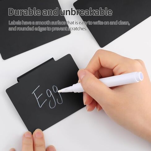 34 Pcs Basket Labels Clip on Set, Include 32 Kitchen Clip Label Holder Removable Storage Bin Labels with 2 White Marker for Storage Bins Organization Box (Black) in Saudi Arabia