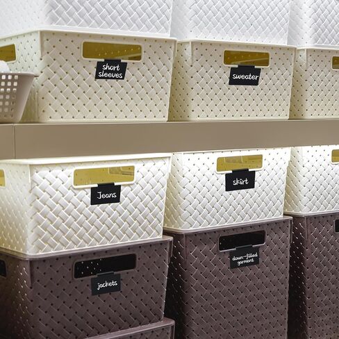 34 Pcs Basket Labels Clip on Set, Include 32 Kitchen Clip Label Holder Removable Storage Bin Labels with 2 White Marker for Storage Bins Organization Box (Black) in Saudi Arabia