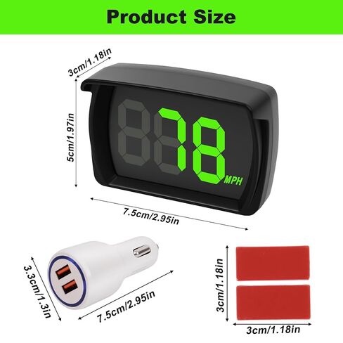 عداد السرعة الرقمي GPS للسيارة ميلا في الساعة، عداد سرعة HUD العالمي مع خط LED كبير، شاشة عرض رأسية لعربة الجولف، محرك شاحنة الدفع الرباعي لجميع المركبات، التوصيل والتشغيل مع كابل USB ومحول شاحن السيارة in Kuwait