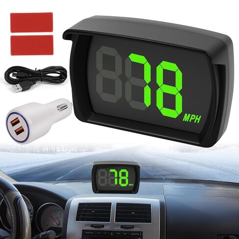 عداد السرعة الرقمي GPS للسيارة ميلا في الساعة، عداد سرعة HUD العالمي مع خط LED كبير، شاشة عرض رأسية لعربة الجولف، محرك شاحنة الدفع الرباعي لجميع المركبات، التوصيل والتشغيل مع كابل USB ومحول شاحن السيارة in Kuwait