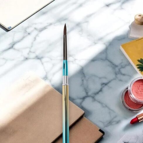 Generic 1 Pcs Brush for Painting for Gouache Animal Hair Bristles with Metal Handle Gradient Blue Gold Tone 7.5 Inch in Saudi Arabia