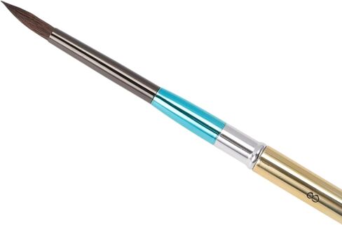 Generic 1 Pcs Brush for Painting for Gouache Animal Hair Bristles with Metal Handle Gradient Blue Gold Tone 7.5 Inch in Saudi Arabia