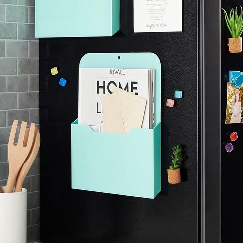 Okuna Outpost 3 Piece Magnetic File Holder for Refrigerator, Organizer for Mail, Folders, Pens (Teal, 3 Sizes) in Saudi Arabia