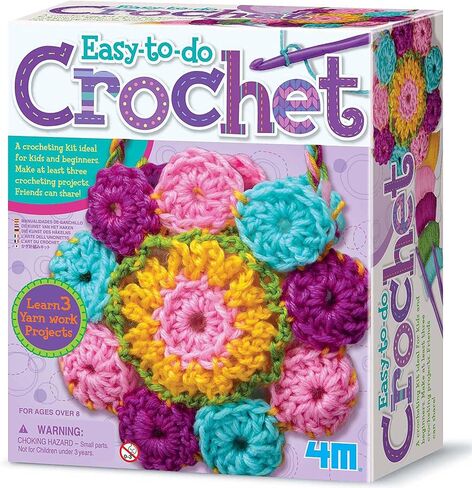 4M: Easy-to-Do Crochet - DIY Knitting Craft Kit, Learn 3 Yarn Work Projects, Create Coasters-Mini Bag-Placemat, All-in-1 Set, Beginners & Kids Ages 8+ in Saudi Arabia