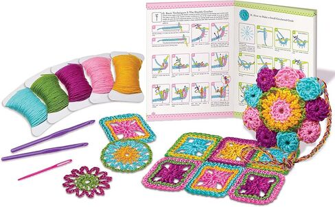4M: Easy-to-Do Crochet - DIY Knitting Craft Kit, Learn 3 Yarn Work Projects, Create Coasters-Mini Bag-Placemat, All-in-1 Set, Beginners & Kids Ages 8+ in Saudi Arabia