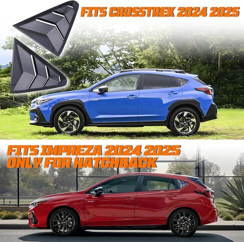 فتحات النوافذ الجانبية الخلفية متوافقة مع Subaru Crosstrek 2024 2025 وImpreza Hatchback 2024 2025 الملحقات الخارجية لغطاء ستائر نافذة فتحة التهوية (أسود لامع) in Saudi Arabia