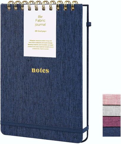 TSFPapier A5 Top Spiral Notebook – Hardcover Journal 160 Pages 100 GSM Thick Paper With Elastic Band & Pen Holder Steno Pads College Ruled Writing Notebooks for Work School Travel (1pack-Khaki-style C) in Saudi Arabia