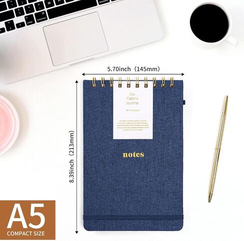 TSFPapier A5 Top Spiral Notebook – Hardcover Journal 160 Pages 100 GSM Thick Paper With Elastic Band & Pen Holder Steno Pads College Ruled Writing Notebooks for Work School Travel (1pack-Khaki-style C) in Saudi Arabia