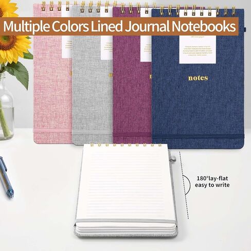 TSFPapier A5 Top Spiral Notebook – Hardcover Journal 160 Pages 100 GSM Thick Paper With Elastic Band & Pen Holder Steno Pads College Ruled Writing Notebooks for Work School Travel (1pack-Khaki-style C) in Saudi Arabia