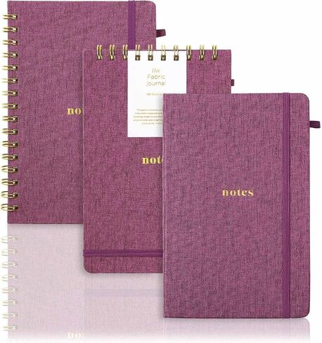 TSFPapier A5 Top Spiral Notebook – Hardcover Journal 160 Pages 100 GSM Thick Paper With Elastic Band & Pen Holder Steno Pads College Ruled Writing Notebooks for Work School Travel (1pack-Khaki-style C) in Saudi Arabia