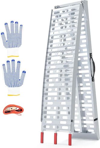 Heavy-Duty 1,860 lbs Capacity Aluminum Folding Loading Ramps - Non-Slip Motorcycle & ATV Ramps for Pickup Trucks & Trailers with Safety Straps in Saudi Arabia