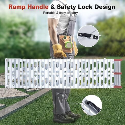 Heavy-Duty 1,860 lbs Capacity Aluminum Folding Loading Ramps - Non-Slip Motorcycle & ATV Ramps for Pickup Trucks & Trailers with Safety Straps in Saudi Arabia