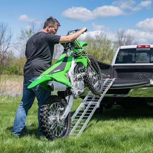 Black Widow 7' 5" Motorcycle Dirt Bike Loading Ramp Aluminum Folding Serrated Rung Surface 750 lb. Capacity for Pickup Truck Bed and Trailer in Saudi Arabia