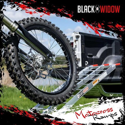 Black Widow 7' 5" Motorcycle Dirt Bike Loading Ramp Aluminum Folding Serrated Rung Surface 750 lb. Capacity for Pickup Truck Bed and Trailer in Saudi Arabia