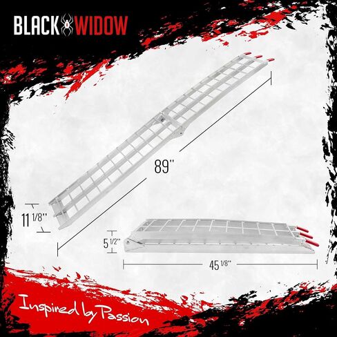 Black Widow 7' 5" Motorcycle Dirt Bike Loading Ramp Aluminum Folding Serrated Rung Surface 750 lb. Capacity for Pickup Truck Bed and Trailer in Saudi Arabia
