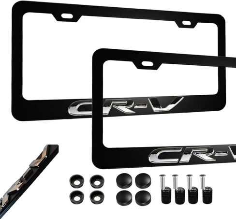 2PCS Black License Plate Frames Compatible with CRV Aluminum Alloy Car License Plate Holders License Plate Bracket Holder Cover (C2) in Saudi Arabia
