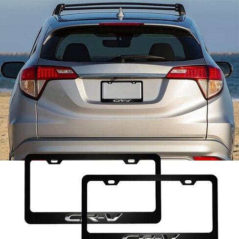 2PCS Black License Plate Frames Compatible with CRV Aluminum Alloy Car License Plate Holders License Plate Bracket Holder Cover (C2) in Saudi Arabia