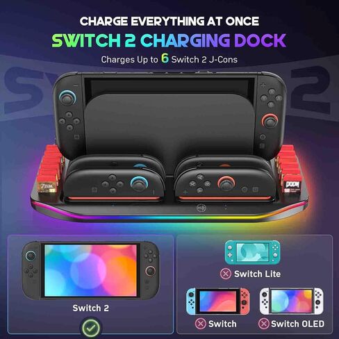 شاحن Switch J-Con، شاحن قبضة innoAura J-Con للتبديل/تبديل OLED، شاحن وحدة تحكم التبديل المحمول بطول 59 قدمًا، كابل شحن بمقبض J-Con مع مؤشر LED - حزمة واحدة in Saudi Arabia
