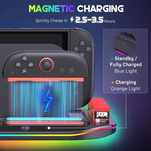 شاحن Switch J-Con، شاحن قبضة innoAura J-Con للتبديل/تبديل OLED، شاحن وحدة تحكم التبديل المحمول بطول 59 قدمًا، كابل شحن بمقبض J-Con مع مؤشر LED - حزمة واحدة in Saudi Arabia