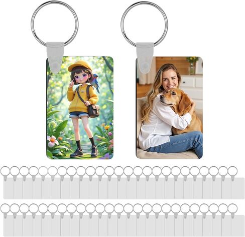 150 Pcs Sublimation Keychain Blanks – Double-Sided Heat Transfer Blanks 50 Set with Rings & Clips, Clear Film– DIY Bulk Blank Keychains for Crafts, Personalized Gifts (Rectangle) in Saudi Arabia