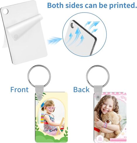 150 Pcs Sublimation Keychain Blanks – Double-Sided Heat Transfer Blanks 50 Set with Rings & Clips, Clear Film– DIY Bulk Blank Keychains for Crafts, Personalized Gifts (Rectangle) in Saudi Arabia