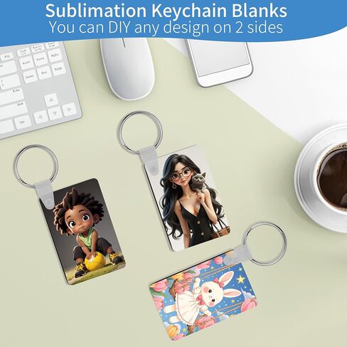 150 Pcs Sublimation Keychain Blanks – Double-Sided Heat Transfer Blanks 50 Set with Rings & Clips, Clear Film– DIY Bulk Blank Keychains for Crafts, Personalized Gifts (Rectangle) in Saudi Arabia