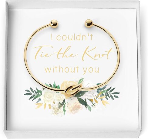 Love Knot Bangle Bracelet - Simple Tie The Knot Cuff Stretch Bracelet for Bridesmaid Proposal - Bridesmaid Gift Box - I Couldn't Tie The Knot Without You, Wedding Gift in Saudi Arabia