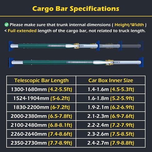 Pickup Truck Bed Divider for Safe Transport Heavy Items, Strong Ratcheting Cargo Bar 51"-107", Enclosed Van Trailers Load Locks with Non-Slip Pad & Spring Design(4.2'-5.5'/130-168cm) in Kuwait
