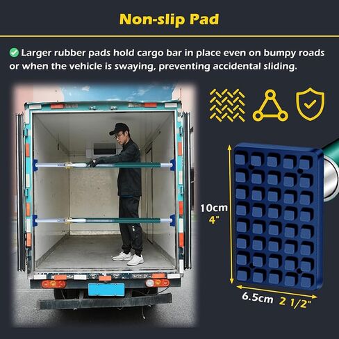 Pickup Truck Bed Divider for Safe Transport Heavy Items, Strong Ratcheting Cargo Bar 51"-107", Enclosed Van Trailers Load Locks with Non-Slip Pad & Spring Design(4.2'-5.5'/130-168cm) in Kuwait
