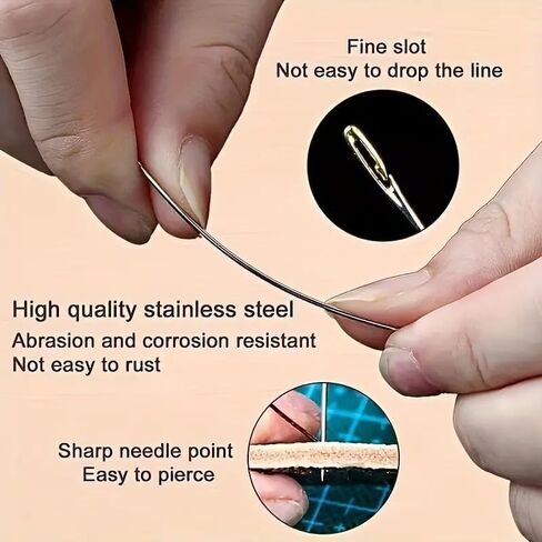 30pcs Self-Threading Needles with Needle Case, Easy Side Threading for All ，Assorted Sizes with Wooden Storage Tube, Sewing Needles, Embroidery Big Silver in Saudi Arabia