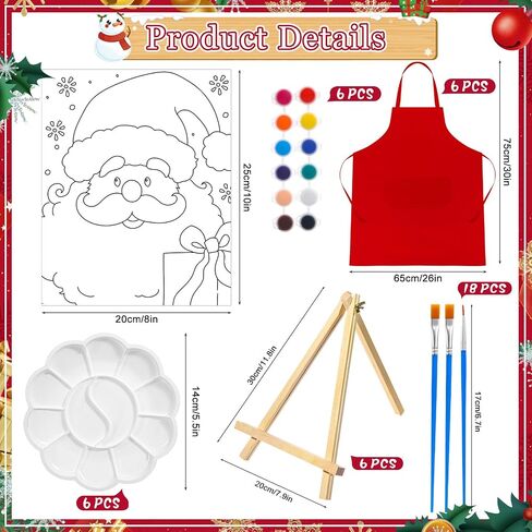 6 Set Christmas Deer Pre Drawn Canvas Painting Set Christmas Sip and Paint Kit Pre Canvas for Xmas Holiday Adults Family Sip and Paint Party Favor DIY Virtual Party Gifts in Saudi Arabia