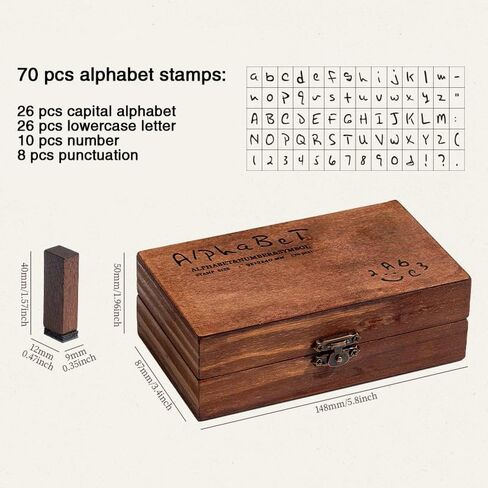Letter Stamps, 70 Pcs Alphabet Stamps for Clay, Wooden Rubber Letter Number and Symbol Stamp Set for Scrapbooking Supplies DIY Craft Card Making (Regular Script) in Saudi Arabia